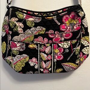 Vera Bradley “Moon Blooms Pattern” Black and Pink Quilted Shoulder Bag